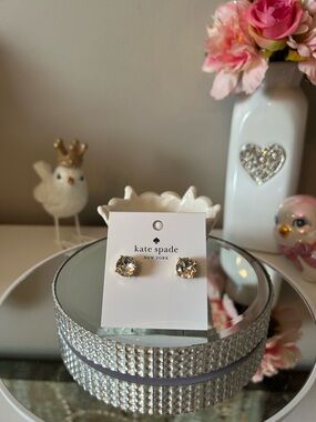 NWT! kate spade Clear Crystal Gold-Tone Gum Drop Stud Earrings